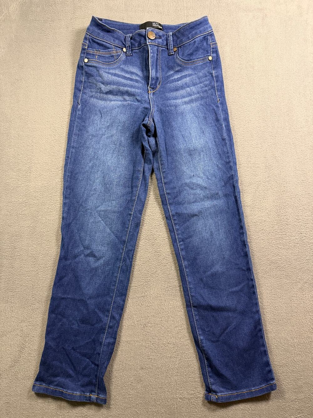 1822 Denim Womens Blue Jeans Size 24 High Rise Straight Leg Stretch Whiskering